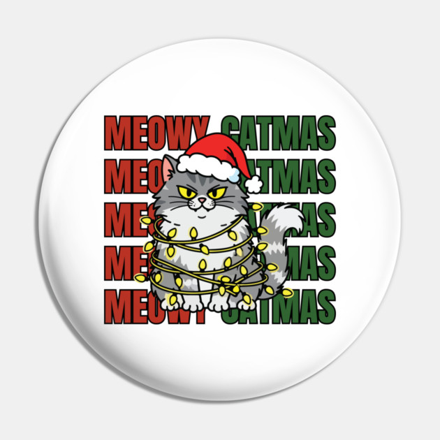 Christmas-Cat Pin by Creatifly Graphic Tees