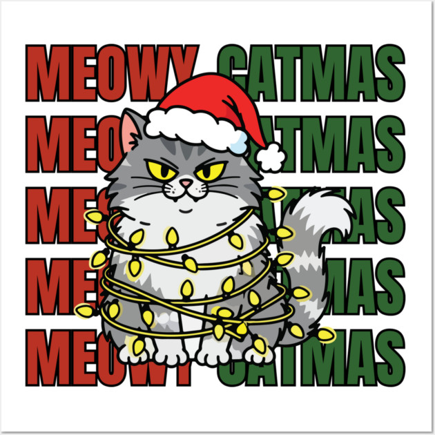 Christmas-Cat Wall Art by Creatifly Graphic Tees