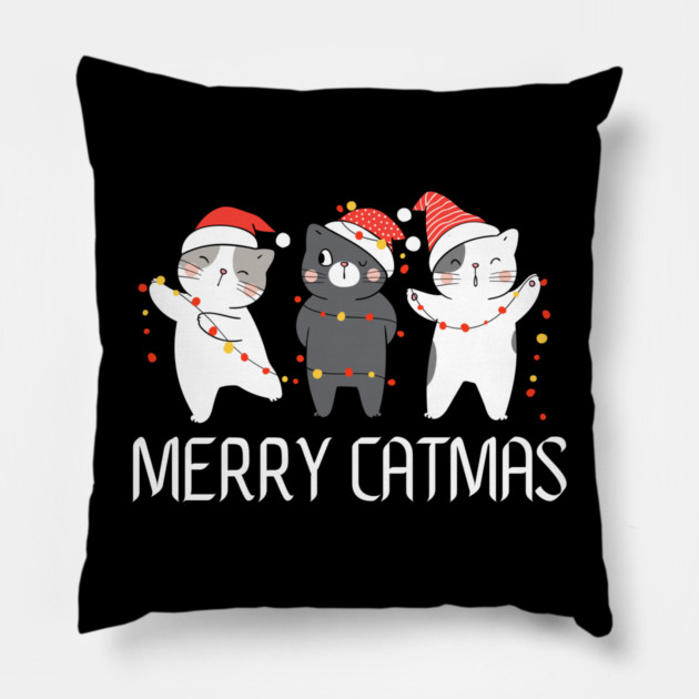 Christmas-Cat Pillow by Creatifly Graphic Tees