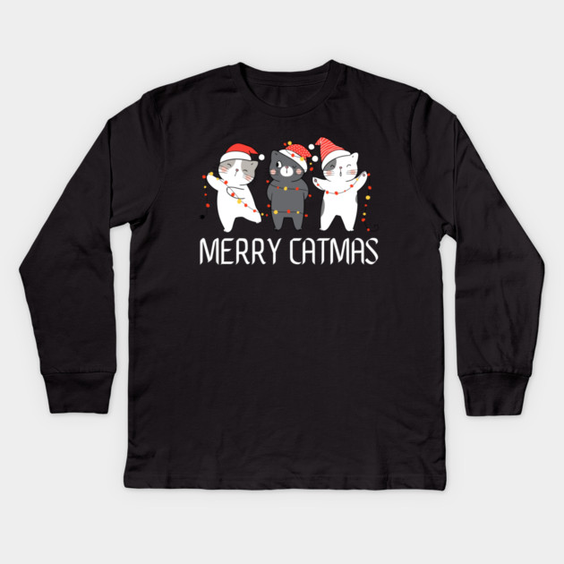 Christmas-Cat Kids Long Sleeve T-Shirt by Creatifly Graphic Tees