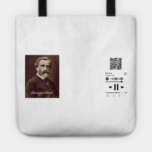 Giuseppe Verdi Portrait and Music Player Interface Tote