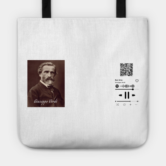 Giuseppe Verdi Portrait and Music Player Interface Tote by Art2Wear