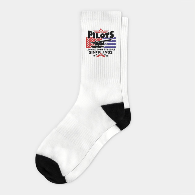 Pilots Looking Down at People Since 1903 Funny Aviation Socks by Anticorporati