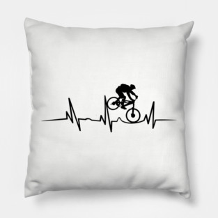 Mountain Bike Heartbeat Design for Cycling Lovers Pillow