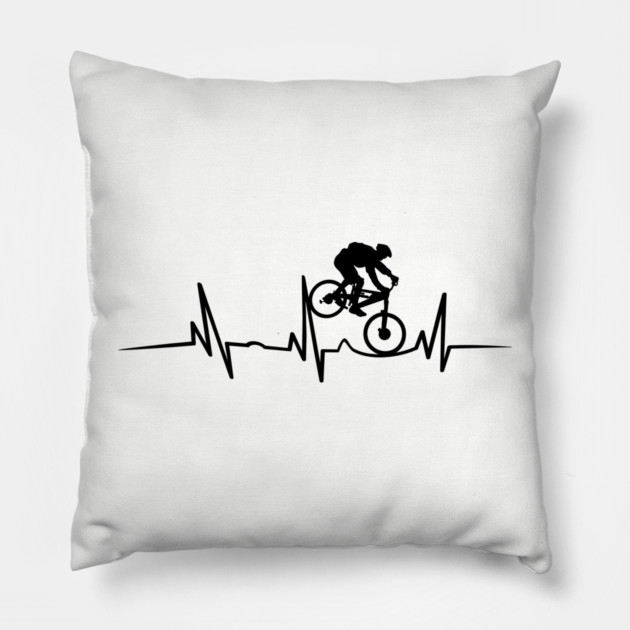 Mountain Bike Heartbeat Design for Cycling Lovers Pillow by Anticorporati