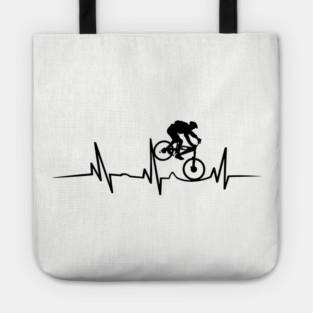 Mountain Bike Heartbeat Design for Cycling Lovers Tote