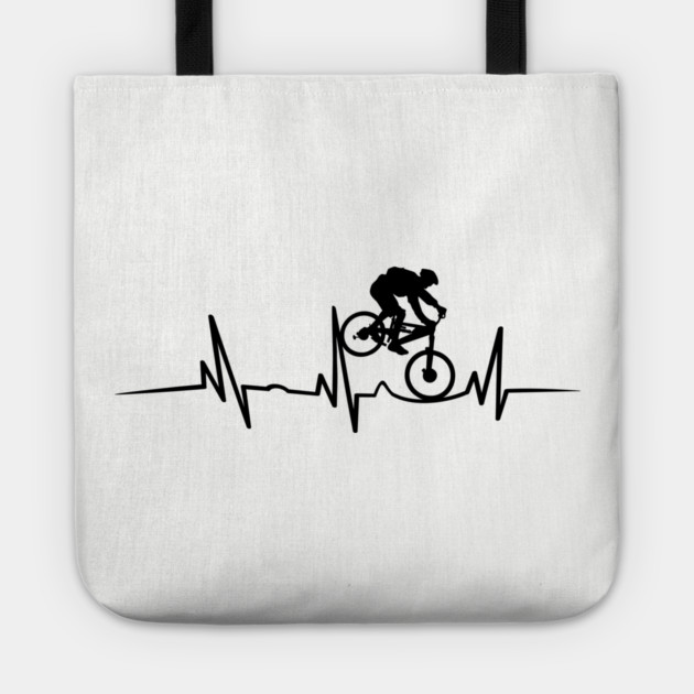 Mountain Bike Heartbeat Design for Cycling Lovers Tote by Anticorporati
