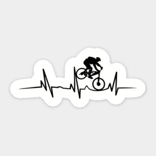 Mountain Bike Heartbeat Design for Cycling Lovers Sticker