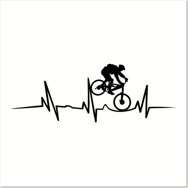 Mountain Bike Heartbeat Design for Cycling Lovers Wall Art by Anticorporati