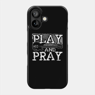 Vintage Play and Pray - Christian Guitar Lovers Bass Guitar Players Phone Case