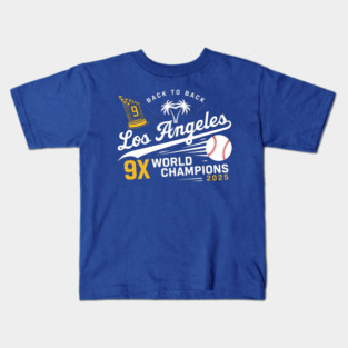 Dodgers Back To Back Champions LA Dodgers World Series 2025 Kids T-Shirt