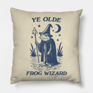Ye Olde Frog wizard, unisex t shirt, Medieval frog wizard tshirt,, Fantasy frogs old timey t-shirt, Adventurer gifts, funny autism meme t shirt, weirdcore tees, Vintage Pillow