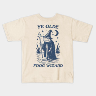 Ye Olde Frog wizard, unisex t shirt, Medieval frog wizard tshirt,, Fantasy frogs old timey t-shirt, Adventurer gifts, funny autism meme t shirt, weirdcore tees, Vintage Kids T-Shirt