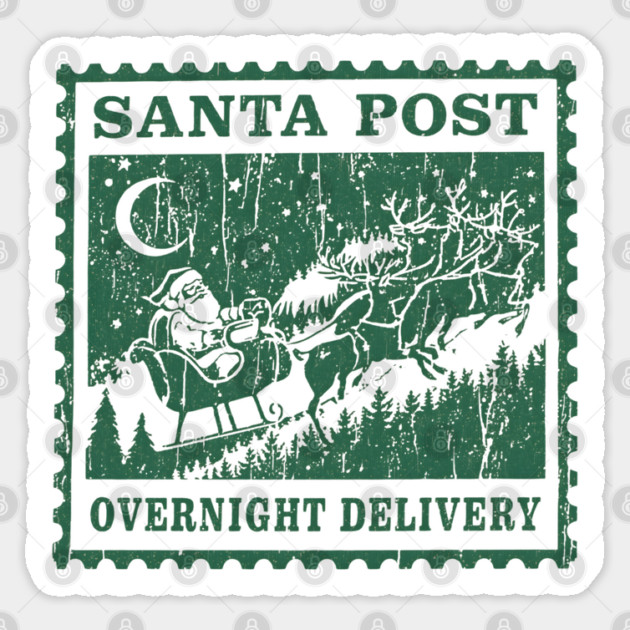 Santa Post Overnight Delivery Sticker by JessArty