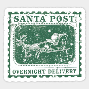 Santa’s Overnight Delivery Vintage Christmas Sticker