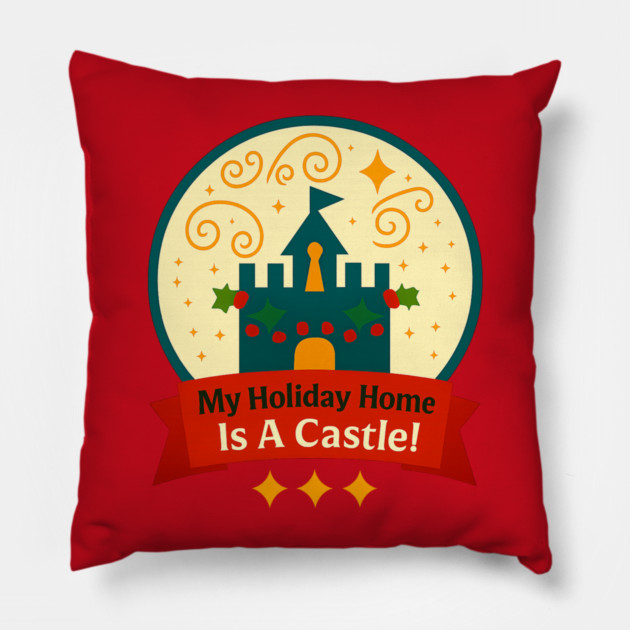 My Holiday Home Is A Castle Snowglobe Pillow by Disney For Seniors