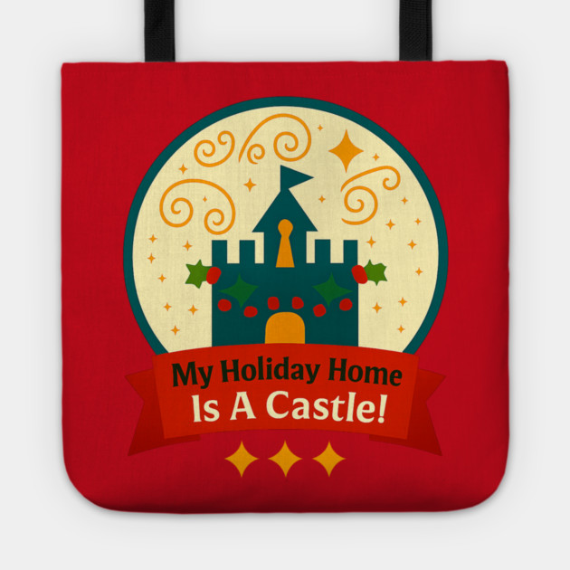 My Holiday Home Is A Castle Snowglobe Tote by Disney For Seniors