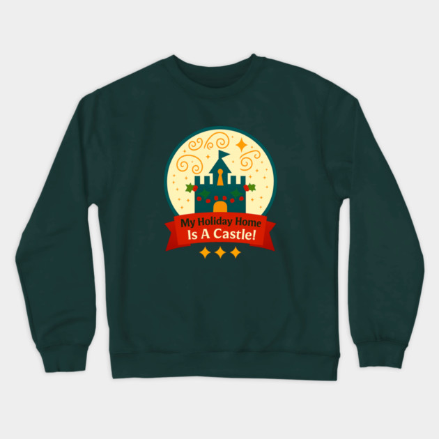 My Holiday Home Is A Castle Snowglobe Crewneck Sweatshirt by Disney For Seniors