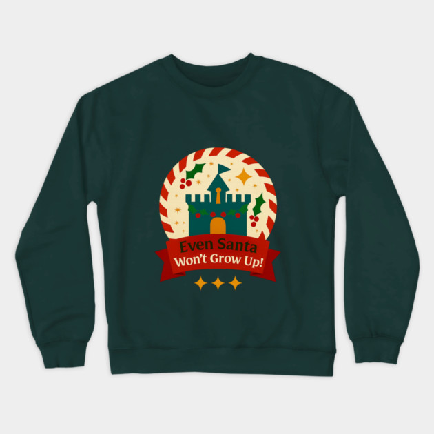 Even Santa Won't Grow Up Snow Globe Crewneck Sweatshirt by Disney For Seniors