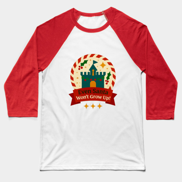 Even Santa Won't Grow Up Snow Globe Baseball T-Shirt by Disney For Seniors