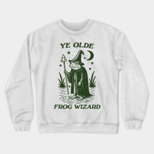 Ye Olde Frog wizard, unisex t shirt, Medieval frog wizard tshirt,, Fantasy frogs old timey t-shirt, Adventurer gifts, funny autism meme t shirt, weirdcore tees, Vintage Crewneck Sweatshirt