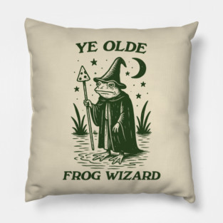Ye Olde Frog wizard, unisex t shirt, Medieval frog wizard tshirt,, Fantasy frogs old timey t-shirt, Adventurer gifts, funny autism meme t shirt, weirdcore tees, Vintage Pillow