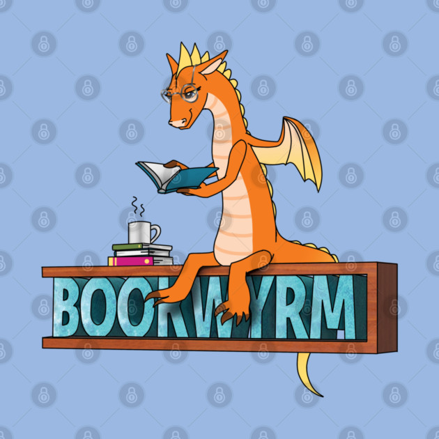 Bookwyrm Dragon Reading a Fantasy Book by BeckysGraphicDesign