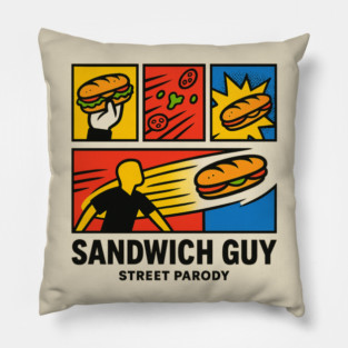 Sandwich Guy – Pop-Art Panel Parody Pillow