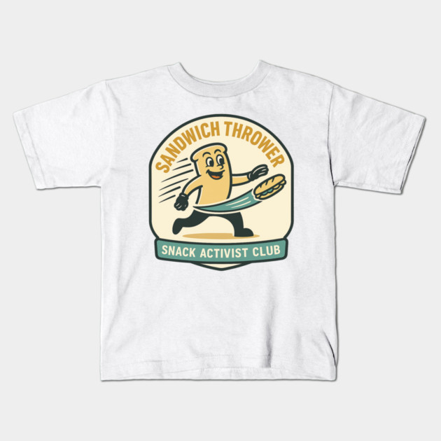 Sandwich Thrower - Retro Protest Poster Parody Kids T-Shirt by ArtistTee ⭐⭐⭐⭐⭐