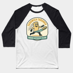 Sandwich Thrower - Retro Protest Poster Parody Baseball T-Shirt