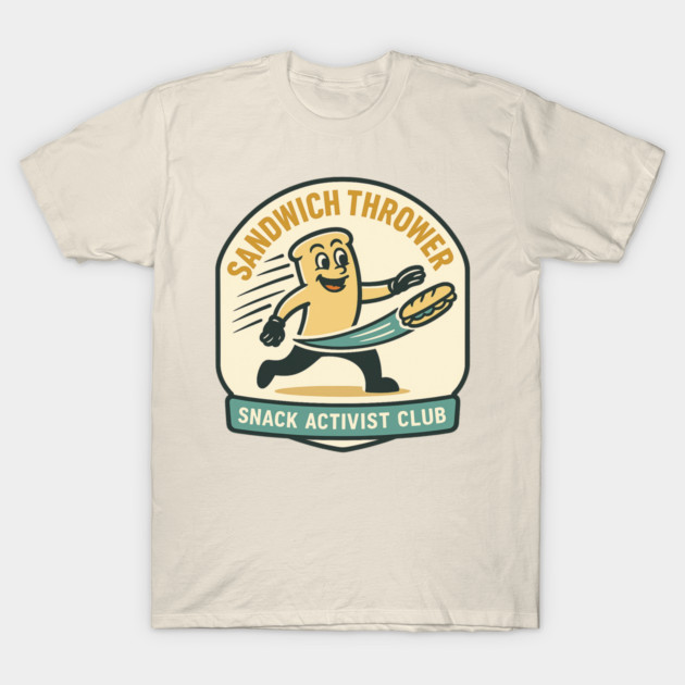 Sandwich Thrower - Retro Protest Poster Parody T-Shirt by ArtistTee ⭐⭐⭐⭐⭐