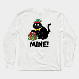 Funny Possessive Cat Christmas Gift MINE! Long Sleeve T-Shirt
