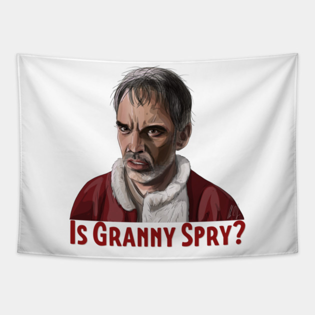 Bad Santa: Is Granny Spry? Tapestry by 51Deesigns