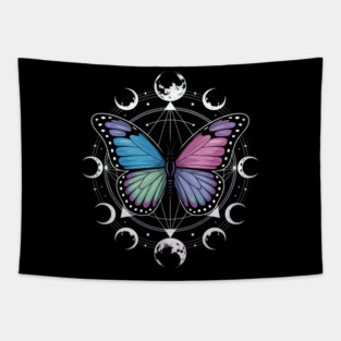Gay Man Pride Flag Butterfly, LGBT Gay Men Male Blue Flag Tapestry