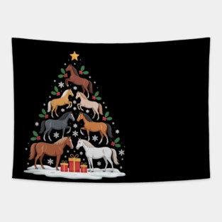 Horse Tree Christmas Horses Xmas Gifts For Women Girls Tapestry