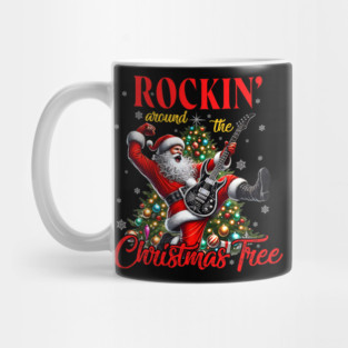 Rocking Around the Christmas Tree Santa Rock And Roll Guitar Mug
