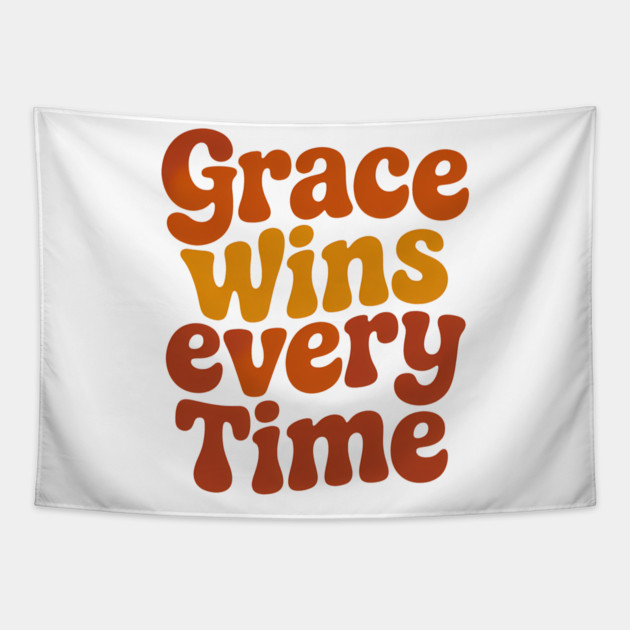 Grace Wins Everytime Christian Quote Tapestry by Emmanuel's Store 4