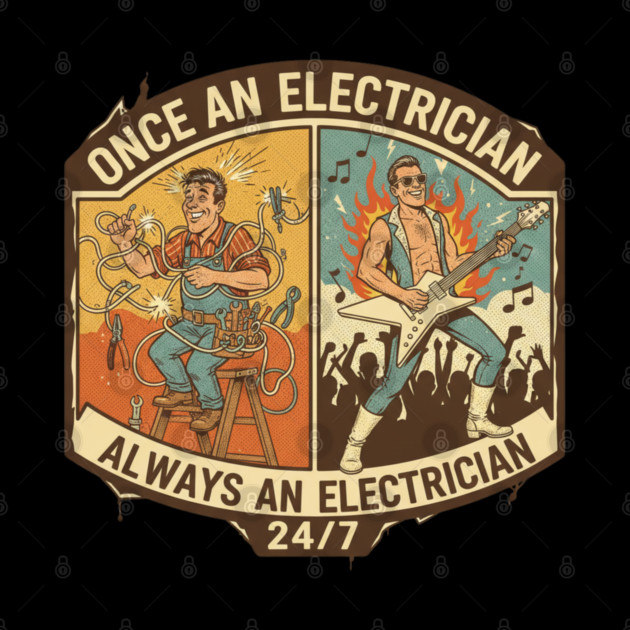 Once an Electrician, Always an Electrician 24/7 Funny Vintage by  Shift Happens: Gear for the Ones Who Keep It Moving