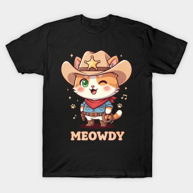 Meowdy Cat Cowboy Western Humor T-Shirt by shirtlux