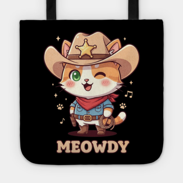 Meowdy Cat Cowboy Western Humor Tote by shirtlux