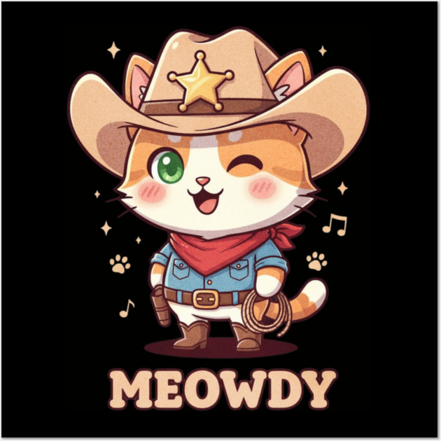 Meowdy Cat Cowboy Western Humor Wall Art by shirtlux