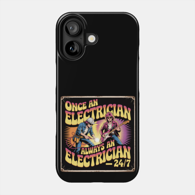 "Electrician 24/7 Psychedelic Vintage Rock Poster Phone Case by  Shift Happens: Gear for the Ones Who Keep It Moving