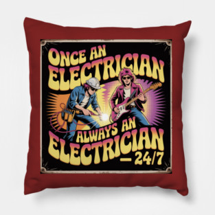 "Electrician 24/7 Psychedelic Vintage Rock Poster Pillow