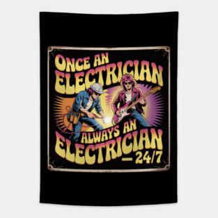 "Electrician 24/7 Psychedelic Vintage Rock Poster Tapestry