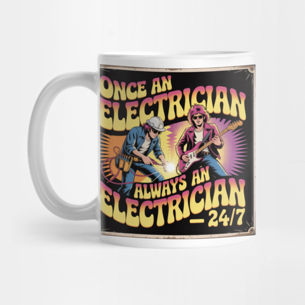"Electrician 24/7 Psychedelic Vintage Rock Poster by  Shift Happens: Gear for the Ones Who Keep It Moving