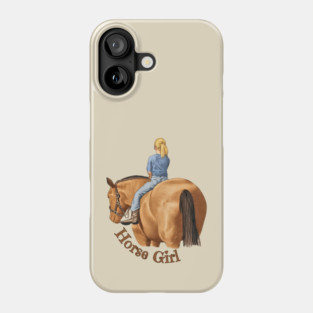 Horse Girl, Riding Bareback Horse Lover Illustration Phone Case