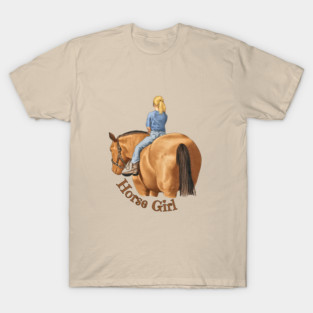 Horse Girl, Riding Bareback Horse Lover Illustration T-Shirt