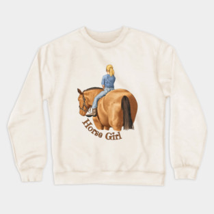 Horse Girl, Riding Bareback Horse Lover Illustration Crewneck Sweatshirt