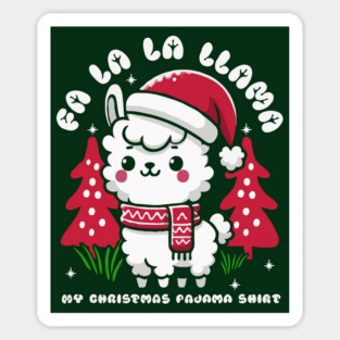 Fa La La Llama with Santa Hat Christmas Magnet
