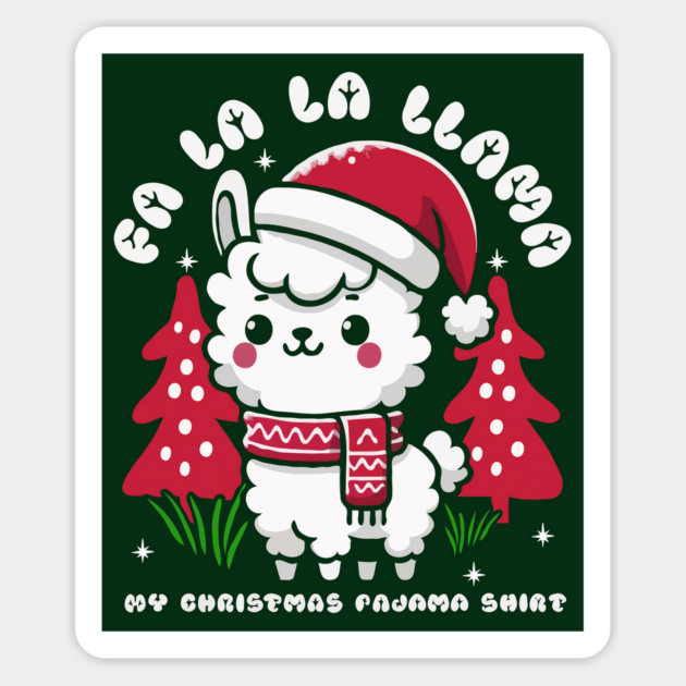 Fa La La Llama with Santa Hat Christmas Magnet by Megadorim